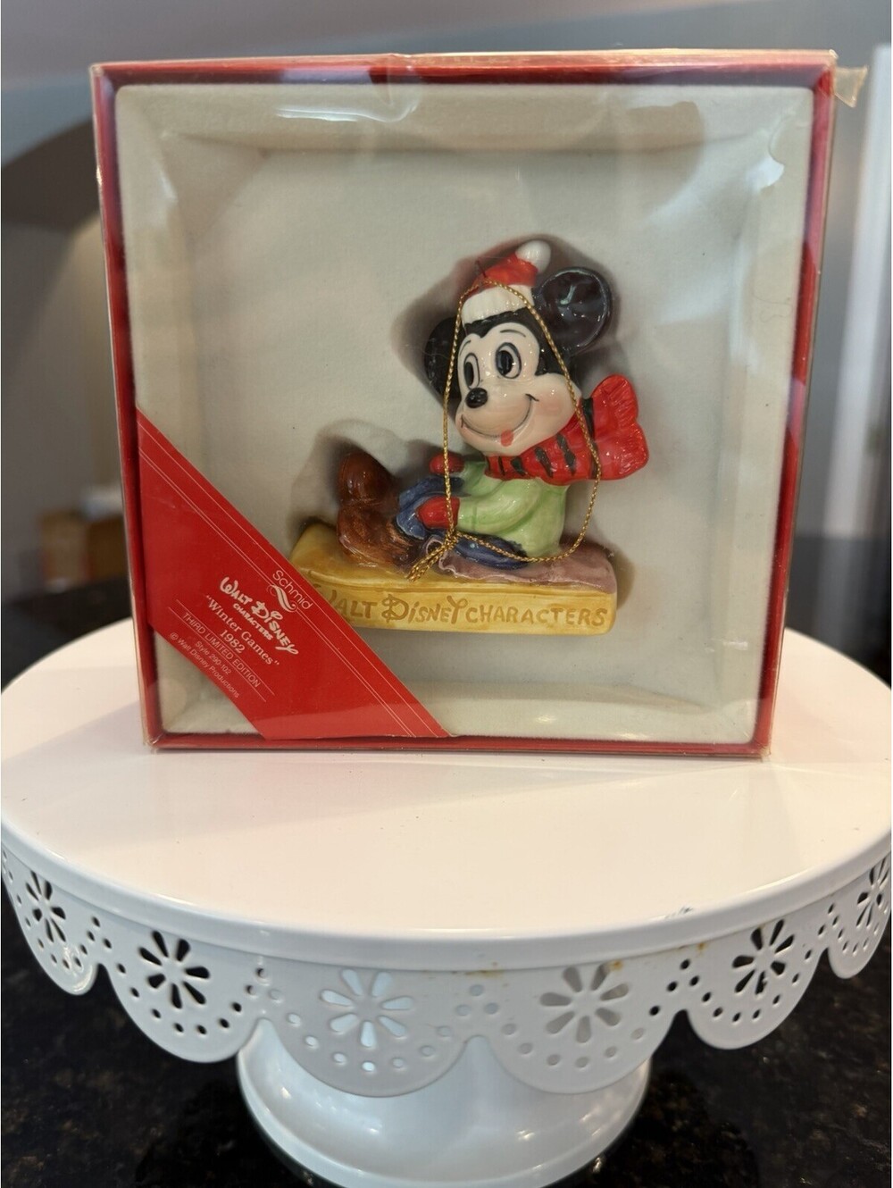 Vtg 1982 Walt Disney Winter Games Limited Edition Mickey Mouse Ornament In Box